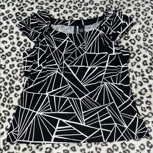 Geometric Black and White Women's Top
